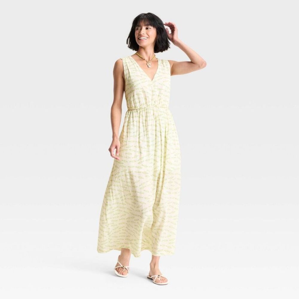 a new day Pale Yellow Patterned Strapless Maxi Dress - Picture 3 of 3